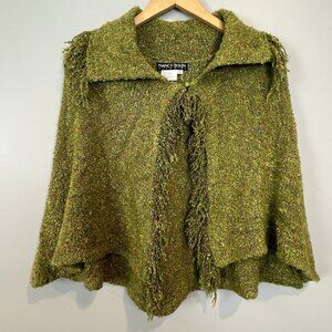 Green Knit Cape Capelet Fairycore Size Large Nancy Bolen Grandmacore Cottagecore